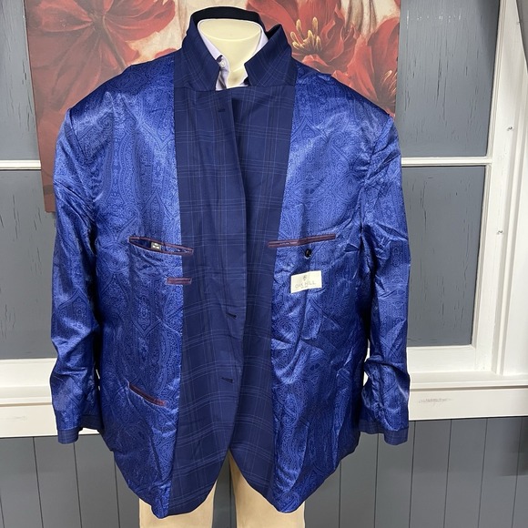 OAK HILL Big & Tall Blazer Mens 4XL (58-60R) Polyester Blend Stretch Navy/Black - Picture 12 of 12